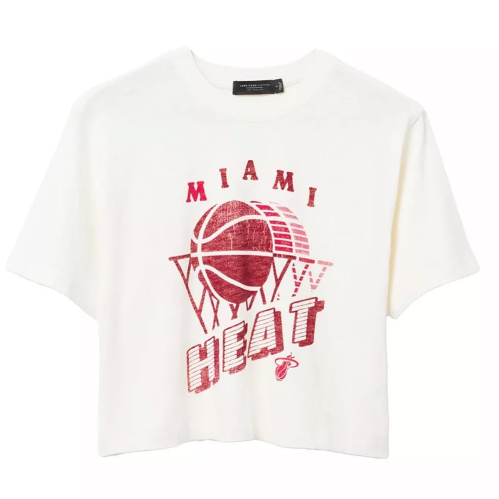 Women's NBA Miami Heat Short Sleeve Mock Neck Crop Tee